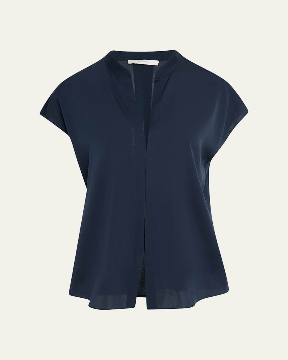 Cap-Sleeve Blouse with Hidden Placket